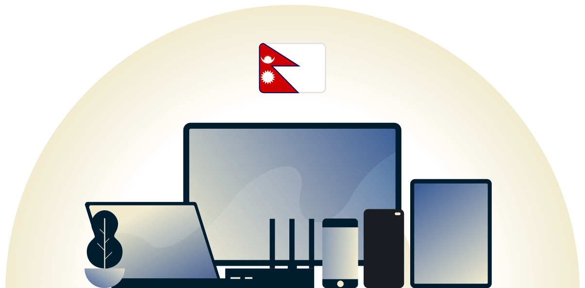 VPN per il Nepal che protegge una variet&agrave; di dispositivi.