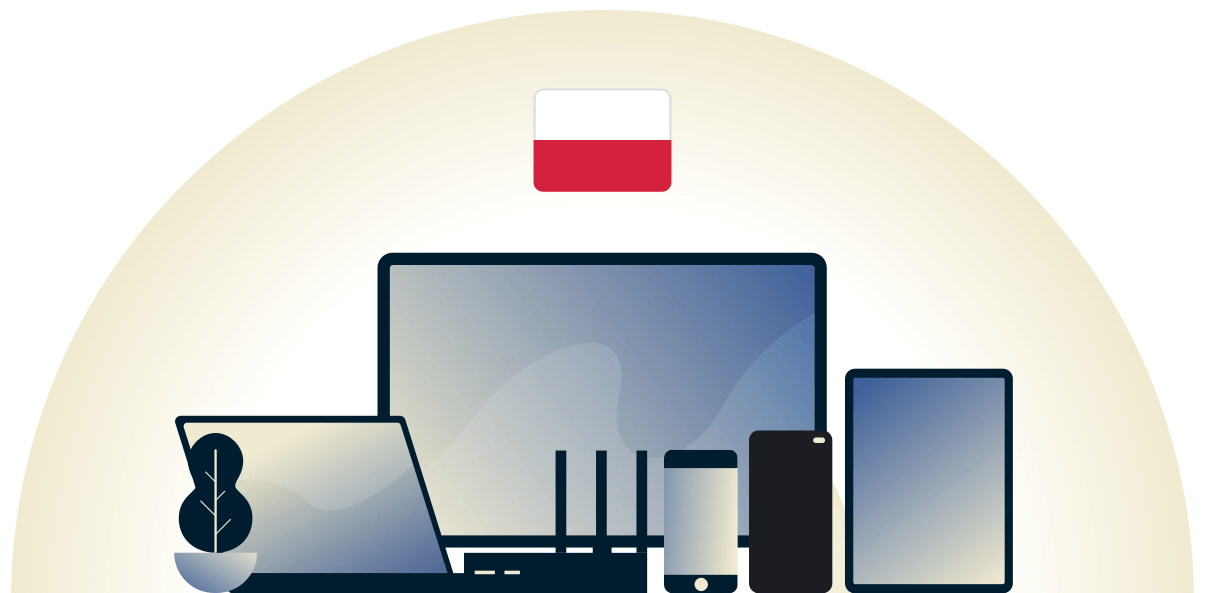 Polen-VPN, das eine Vielzahl von Ger&auml;ten sch&uuml;tzt.